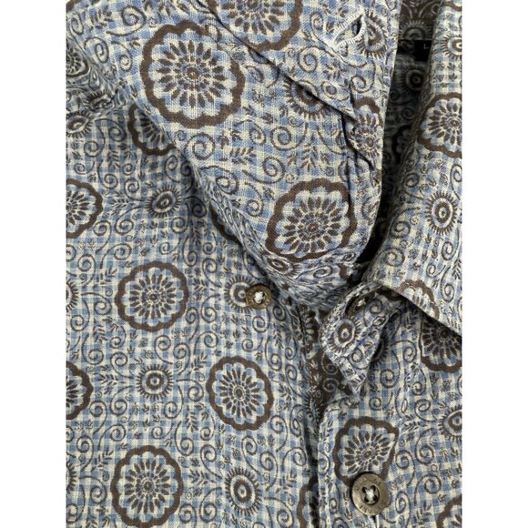 Canali Mens Shirt Long Sleeve Button Down Sz Large Made In Italy Floral Pattern - Picture 5 of 11